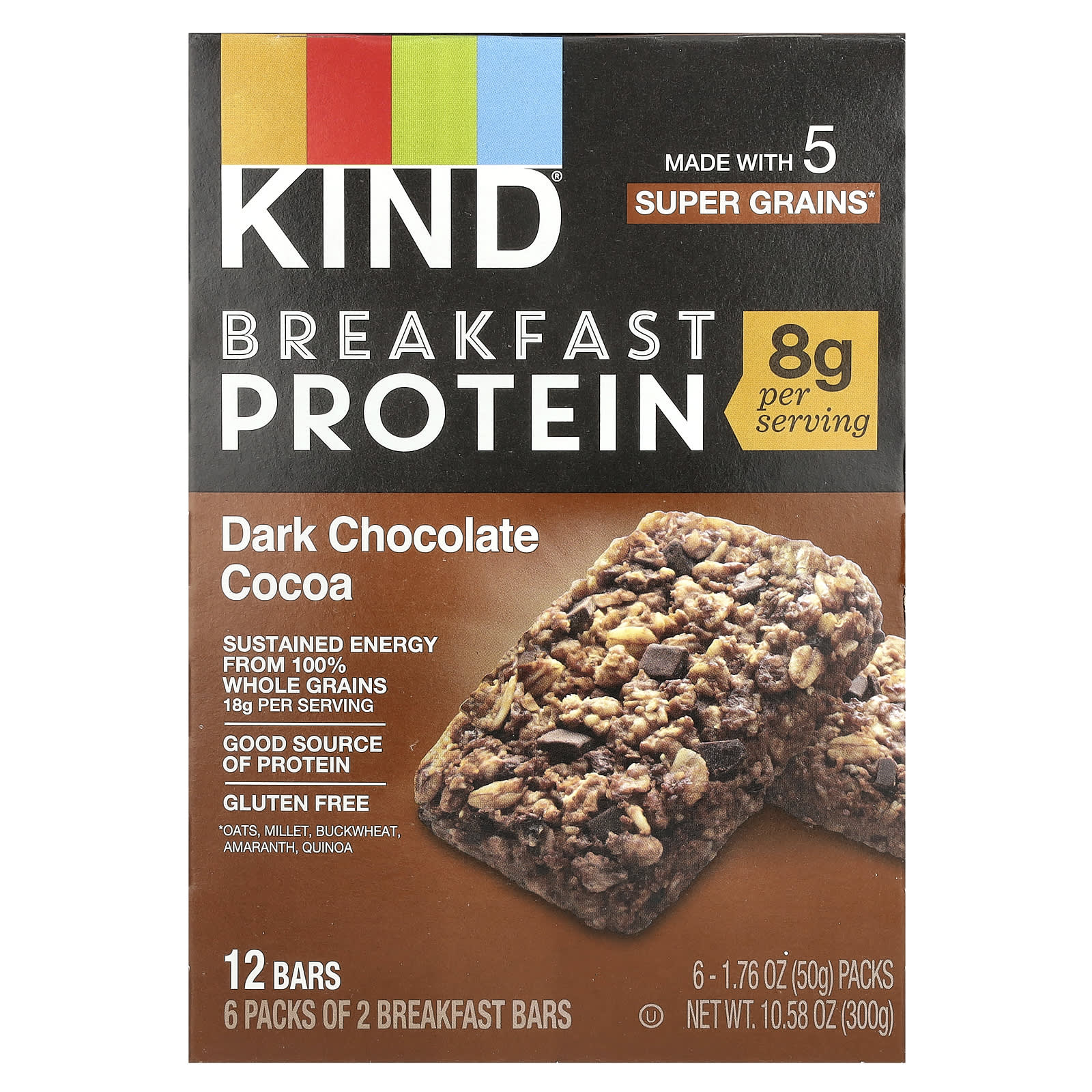 

KIND Bars, Breakfast Protein Bar, Dark Chocolate Cocoa, 6 packs, 50 g (1.76 oz) each