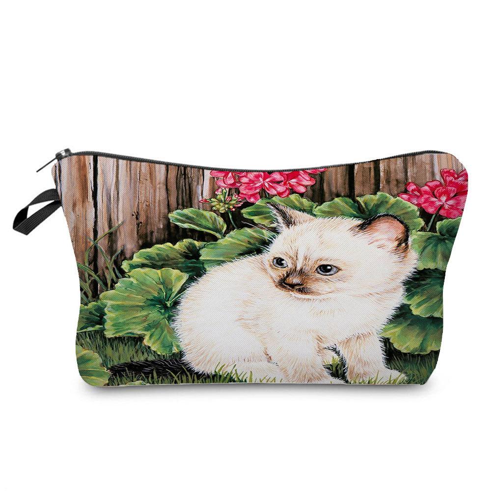 Women Cat Print Cosmetic Bag Toiletries Organize Travel Storage Case  6429