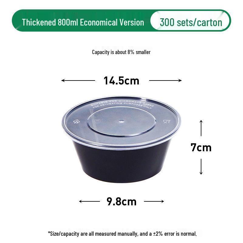 Black Round Disposable Food Containers: Thickened Soup and Fast Food Bowls