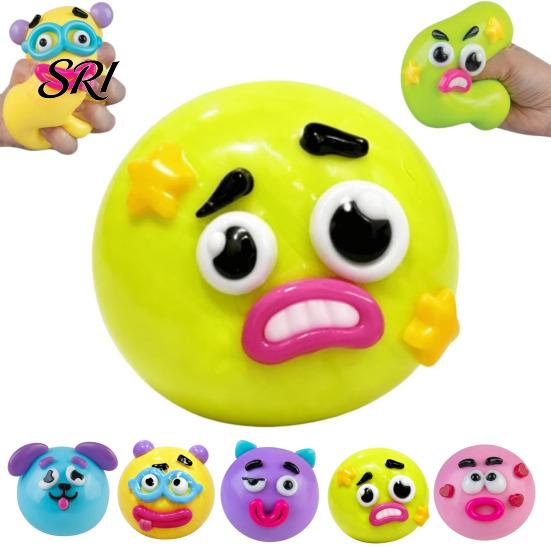 Cartoon Expression Squeeze Toy 2Pcs Dog Face Stress Relief Fidget Anti-stress Slow Rising Home Office Worker Anxiety Reduction Ball Decompression