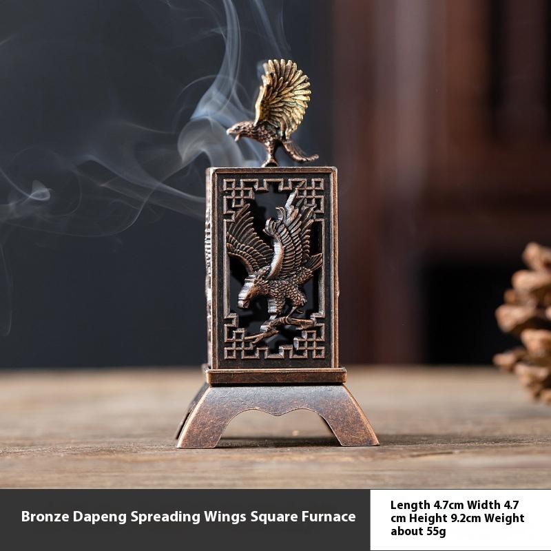 Antique Incense Burner Buddhist Hollow Incenses Holder With Cover Chinese Ancient Mini Censer Ornaments Home Office Decoration