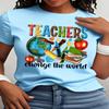 Teacher Pattern Printed Round Neck Short Sleeve T-shirt