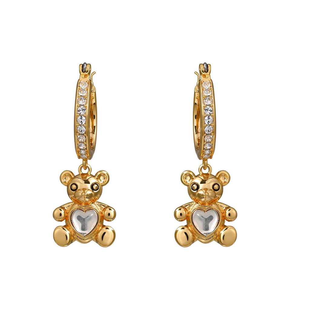 Charming Heart Crystal Bear Earrings: 3D Panda Rhinestone Ear Cuffs for Women