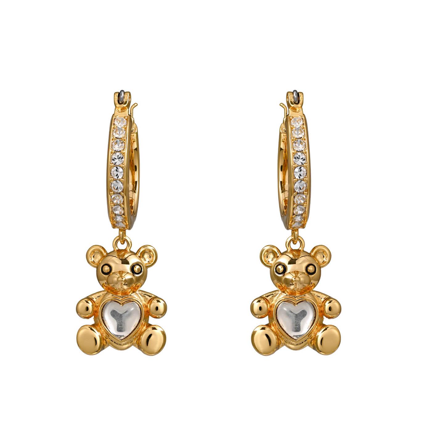 

Charming Heart Crystal Bear Earrings: 3D Panda Rhinestone Ear Cuffs for Women