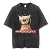 Rock Band Radiohead The Bend Funny Cat Vintage Washed T-shirt Men Women O-neck Cotton Streetwear Harajuku Fashion Casual Oversized Top Summer New Tee