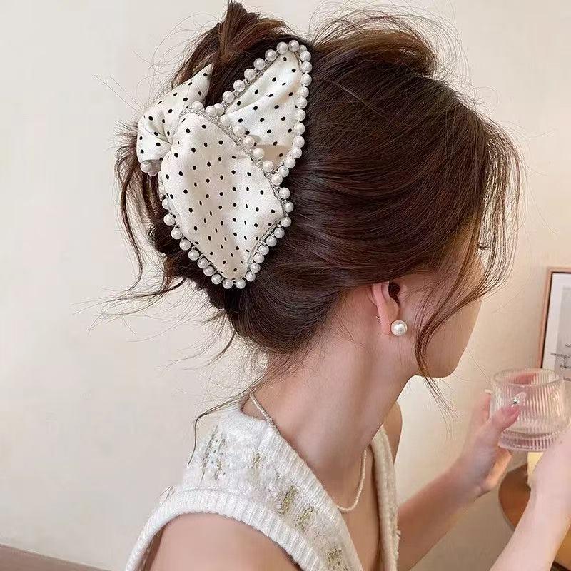 Korean Pearl Polka Dot Triangle Hair Clip: Elegant 2025 Women's Updo Accessory