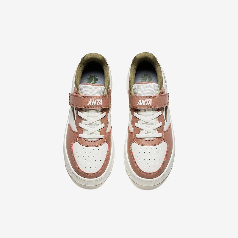 Anta Fashionable Comfortable Wear-Resistant Lightweight Shock-Absorbing Non-Slip Low-Top Kids Skate Shoes Kids Sneakers White Brown Green A22448088-5