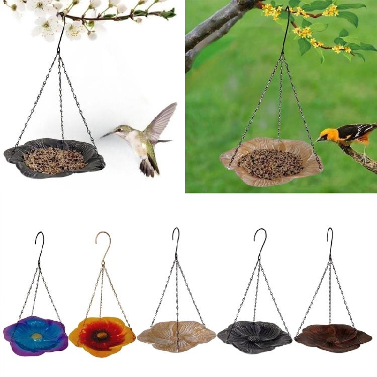 Large Capacity Bird Feeders Flower Shaped Tray Birdwatching Hook and Chain