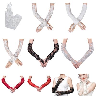 2 Stück Blumen-Spitzen-Fingerlose Handschuhe Tanzpartys Überschuhe Ärmel für Hochzeiten und Veranstaltungen