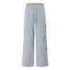 Mens Loose Fit Straight Leg Pants With Gothic Font Side Print Drawstring Waist Cotton Blend Casual Streetwear
