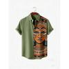2026 Daily Men's Casual Short Sleeved Shirt with Natural Ethnic Pattern Printed Shirt Hawaii Beach Vacation Clothing
