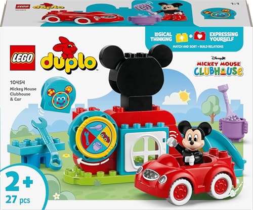 LEGO Duplo Micky Maus Clubhaus und Autos Spielzeug, Geburtstagsgeschenk, Lernbausteine, Jungen und Mädchen, Alter 1,5, 2 und 4, Rollenspiel, Disney T