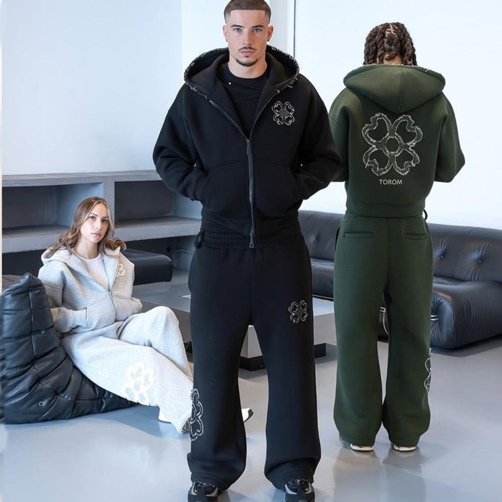 DRIPX Embroidered Zip Hoodie Men Streetwear Trendy Loose Casual Hoodie