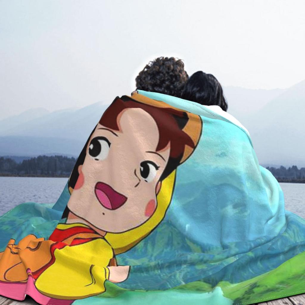 Heidi Ein Mädchen aus den Alpen Decke Fleece Ganzjahres niedlicher Cartoon Multifunktionale Weiche Kuscheldecke für Bettwäsche Schlafzimmer Bettüberwürfe