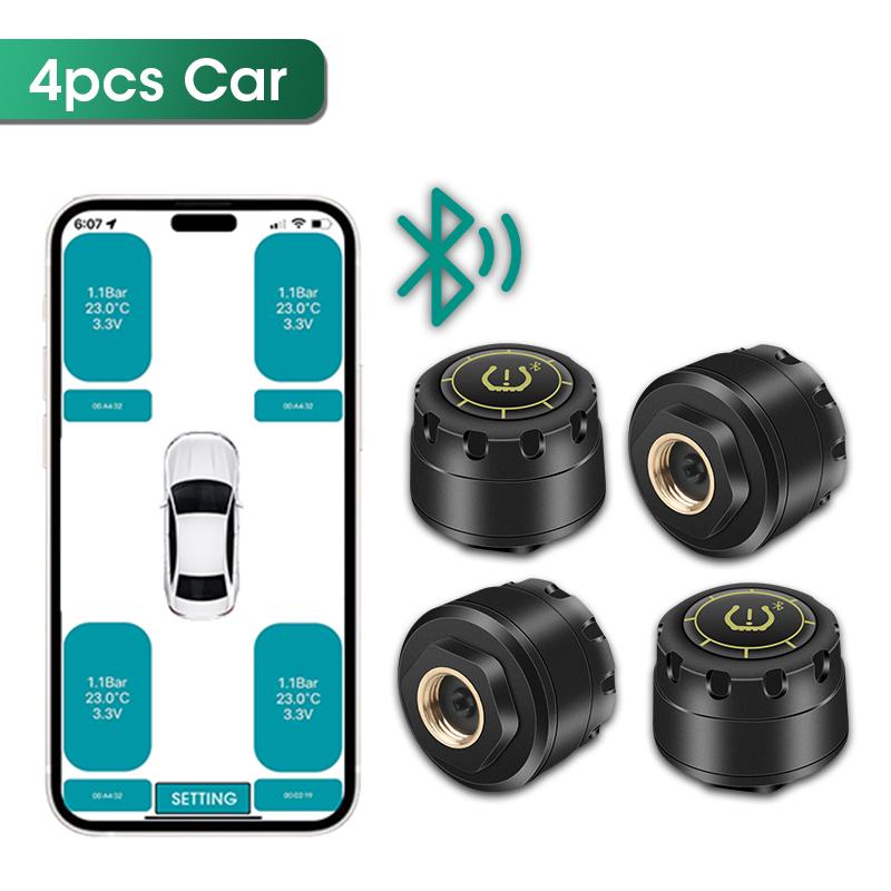 Auto TPMS Reifendruckkontrollsystem Bluetooth 5.0 Handy-Anzeige Motorrad Auto Reifendrucksensor für lOS Android