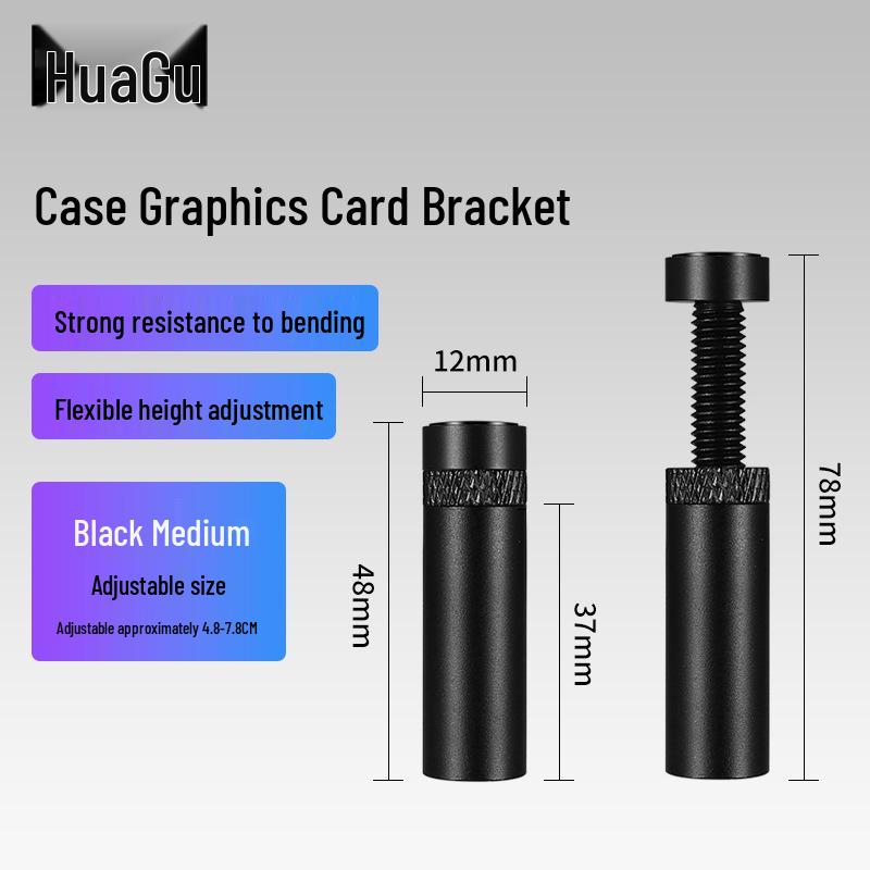 Adjustable GPU Support Riser Bracket with 12CM Fan Slot for Fish Tank Case