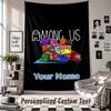 Wall Hanging Tapestry With Custom Name & Text, Among Us Decorative Tapestry For Bedroom
