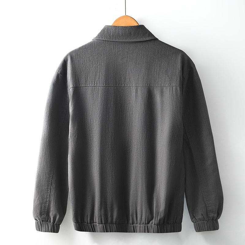 Japanese Retro Style Mens Jackets Solid Color Lapel Collar Business Jacket Spring and Summer Daily Casual Coat Loose Zipper Jacket