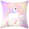 Nordic Unicorn Printed Peach Leather Velvet Pillowcase Cute Pink Horse Rainbow Cartoon Sofa Pillowcase