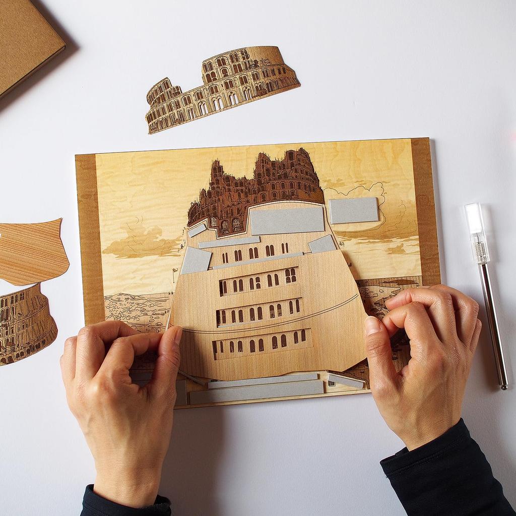 KINOWA "Tower of Babel II" Woodcut Original Handmade Kit, Masterpiece by Bruegel, Made In Japan