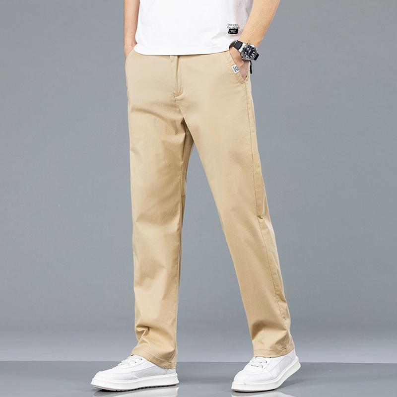 Sommer 2025 Herren Dünne Baumwolle Lässige Hose mit geradem Bein und elastischem Bund - Große Größe
