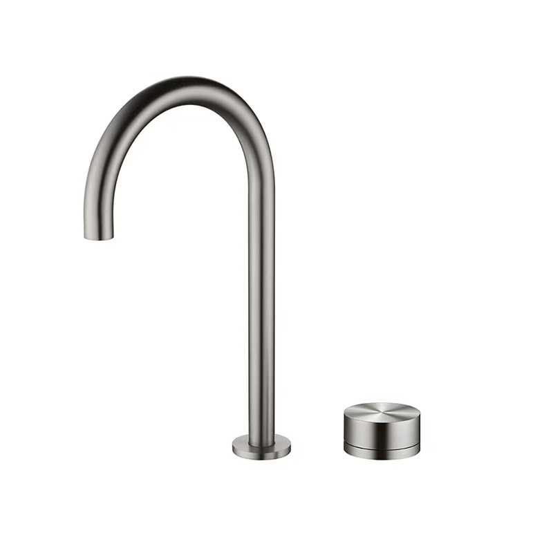 Robinet pentru lavoar de baie separat, cu două găuri, cu o singură manetă, pentru apă caldă și rece, din alamă nichelată/gri, pentru casă