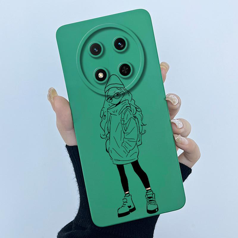 For Honor Magic 7 Lite Case Cute Cartoon Liquid Silicone Camera Lens Protector Phone Cases For Honor Magic7 Lite 5G Back Cover