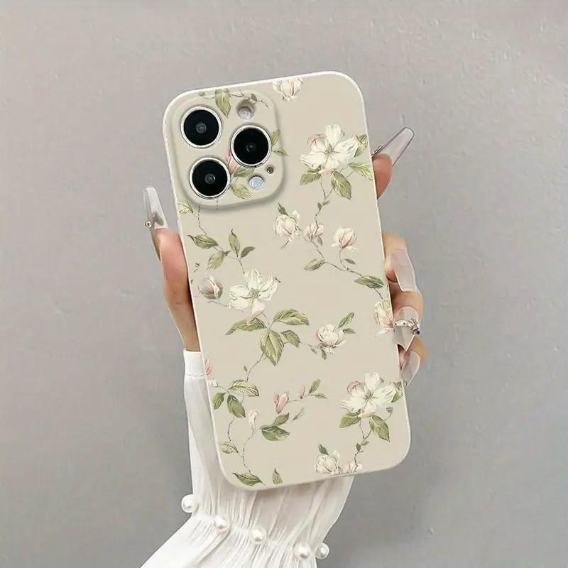 Simple floral pattern phone case suitable for iPhone 17 16 15 14 13 12 11 Pro/Max/Plus anti drop and shockproof