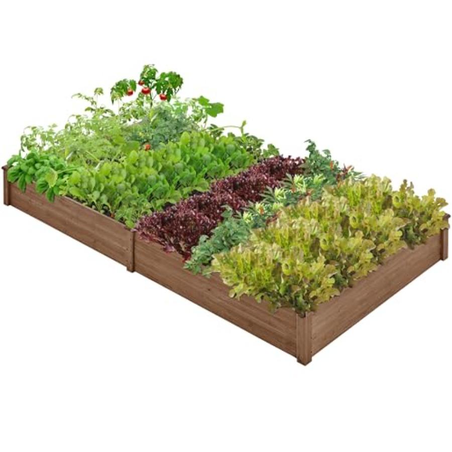 

92.5 x 47.5 x 10in Wooden Raised Garden Bed 8x4ft Planting Box for Backyard Outdoor Horticulture Use Brown United States