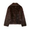 Womens Short Faux Fur Coat Reversible Fall Winter Stylish Loose Fit Collar Jacket