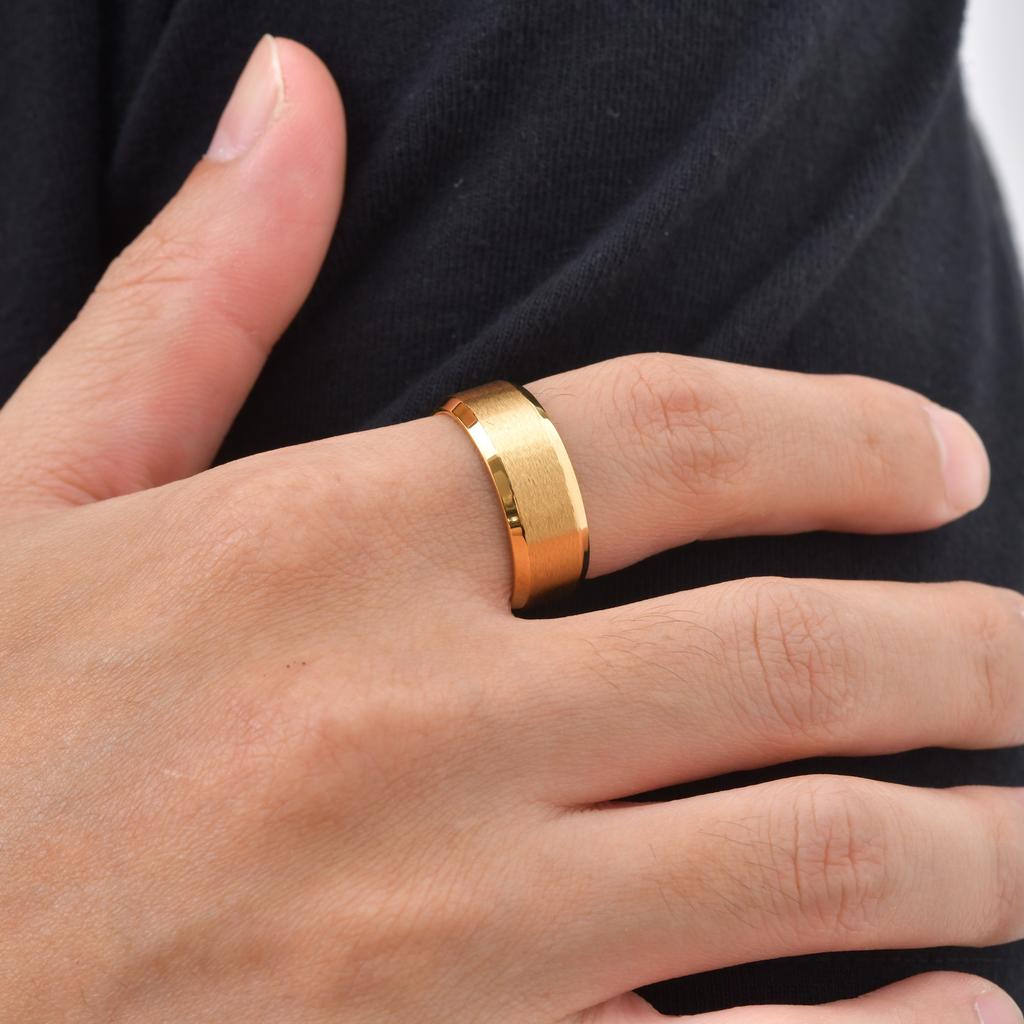6mm 8mm Stainless Steel Rings Gold Color Brushed Surface Wedding Ring for Men Women Couple Engagement Finger Jewelry Gifts