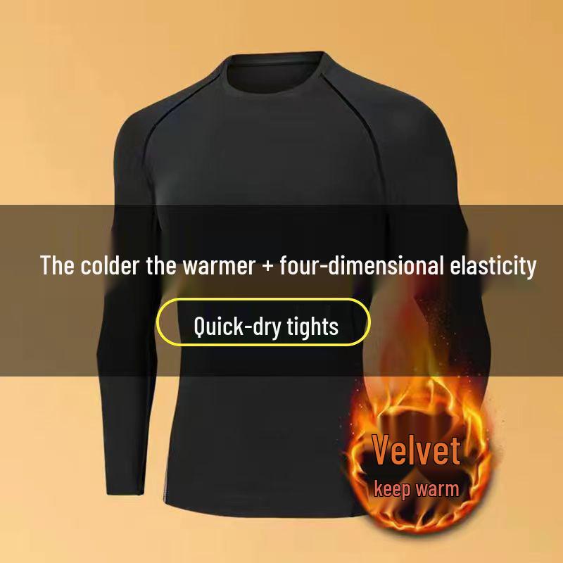 Men's Long-Sleeve Winter Fitness Suit with Quick-Dry Running Tights