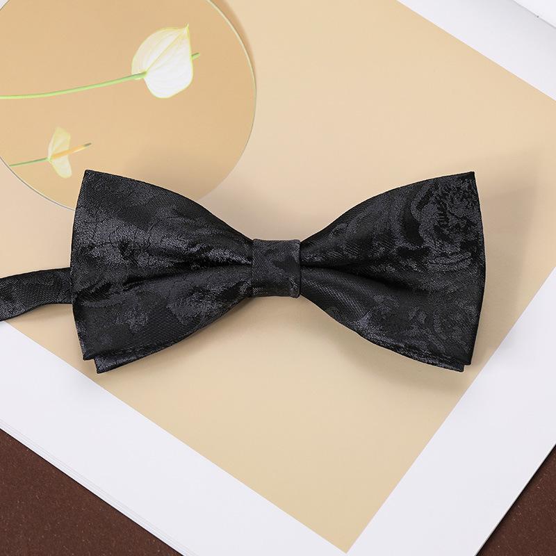 Men'S Fashion Bow Tie Color Woven Jacquard Double Striped Small Flower Business Retro Suit Shirt Bow