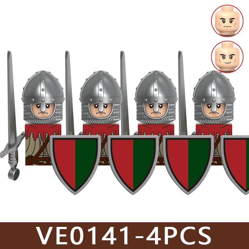 Castello Medievale Cavalieri Soldato Figure Blocchi da Costruzione Fanteria Legione Impero Guerriero Arco Spada Casco Milizia Mattoncini Giocattolo Regali