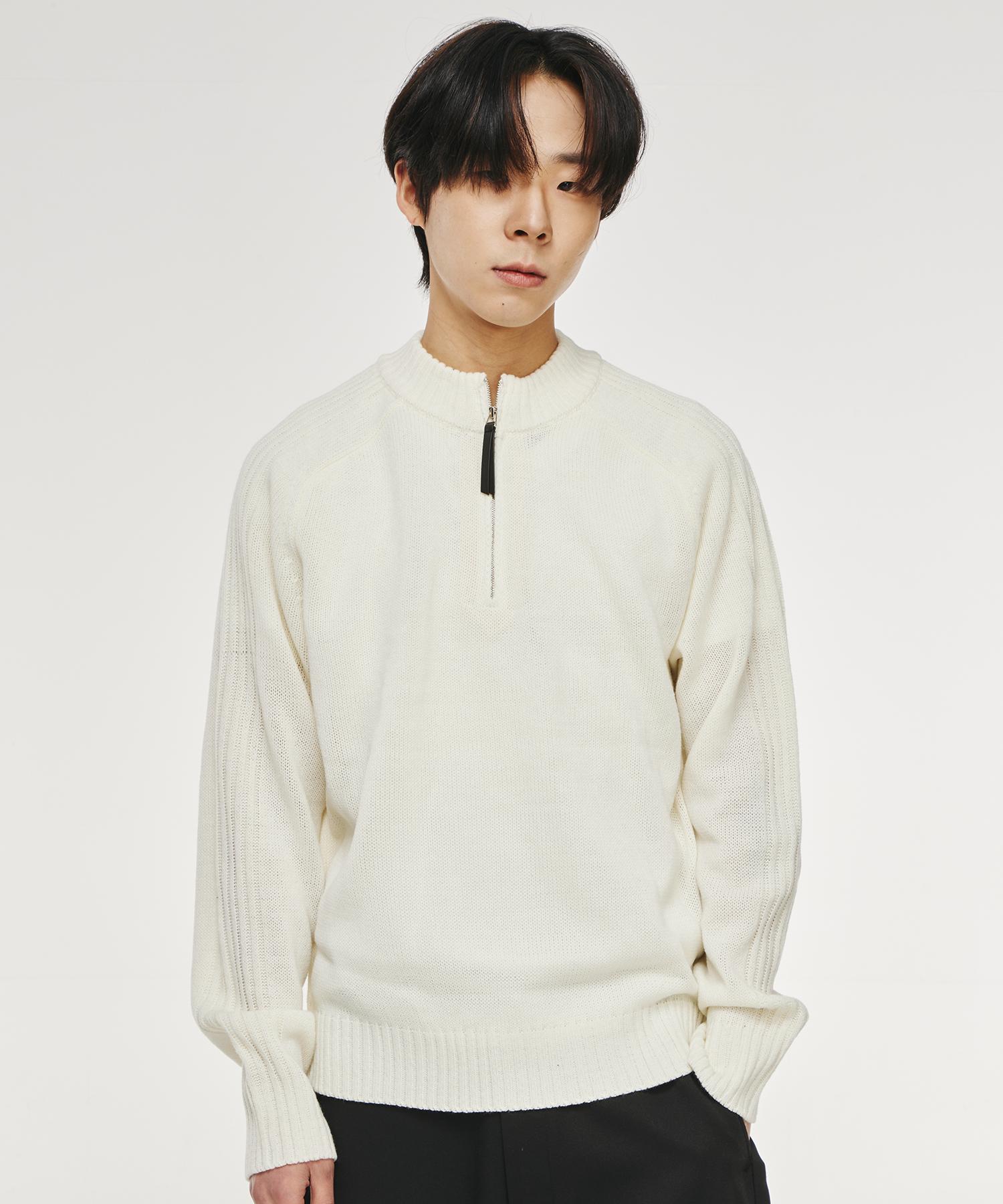 Signature Raglan Half Zip Track Knit [Ivory] Ivory/M