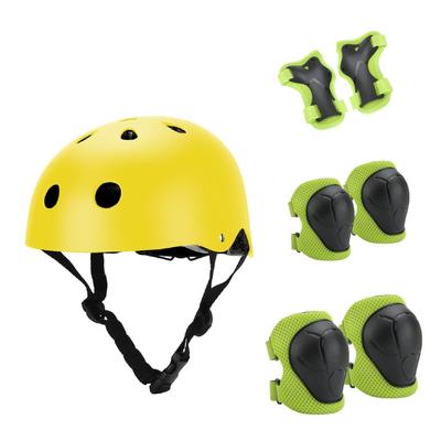 YRINA Kids Helmet and Protector Set for Bicycles and Skateboards - Adjustable Size, Lightweight, Breathable, with 3-Point Protective Pads (Yellow M) [
