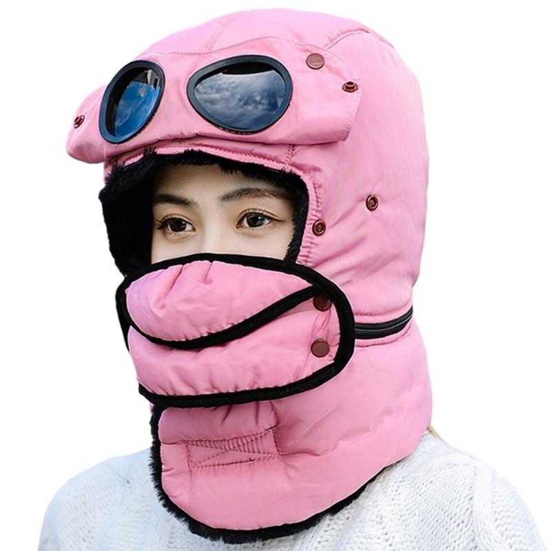 Winter Thermal Hat Scarf with Glasses Winter Pilot Hat Trapper Hats Goggle and Face Mask Outdoor Sport Ski Harsh Winter