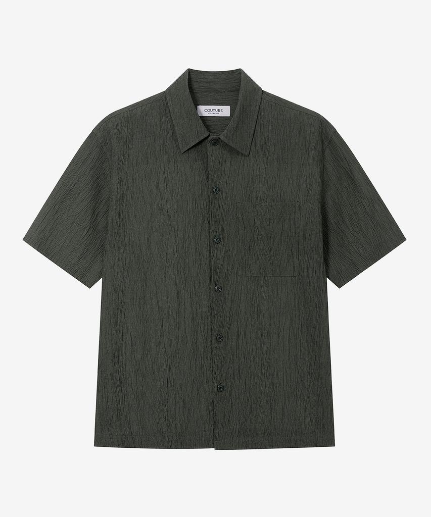 MINDBRIDGE [Couture] Crease Oversized Short Sleeve Pleated Shirt - 2 Colors