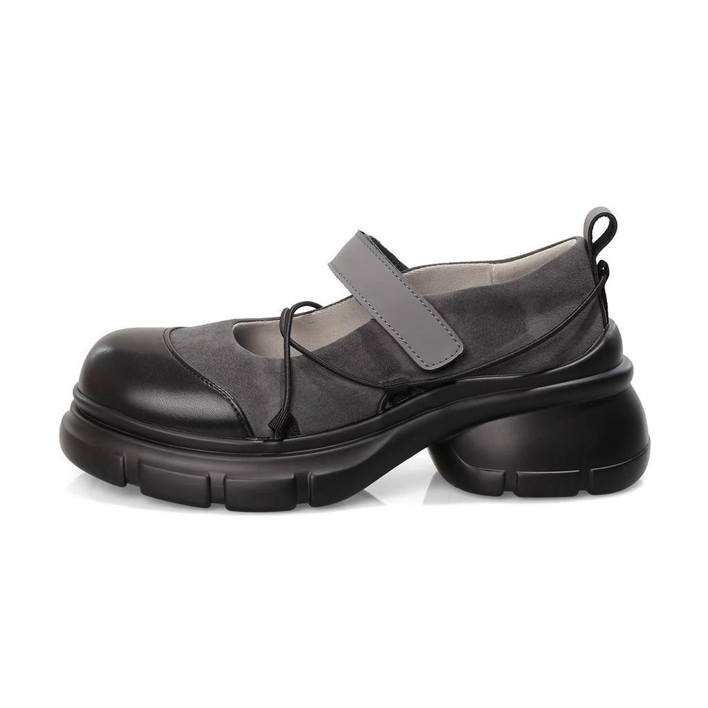 Female Summer Thick Soled Mary Jane Shoes, Height Increasing PU Leather Shoes