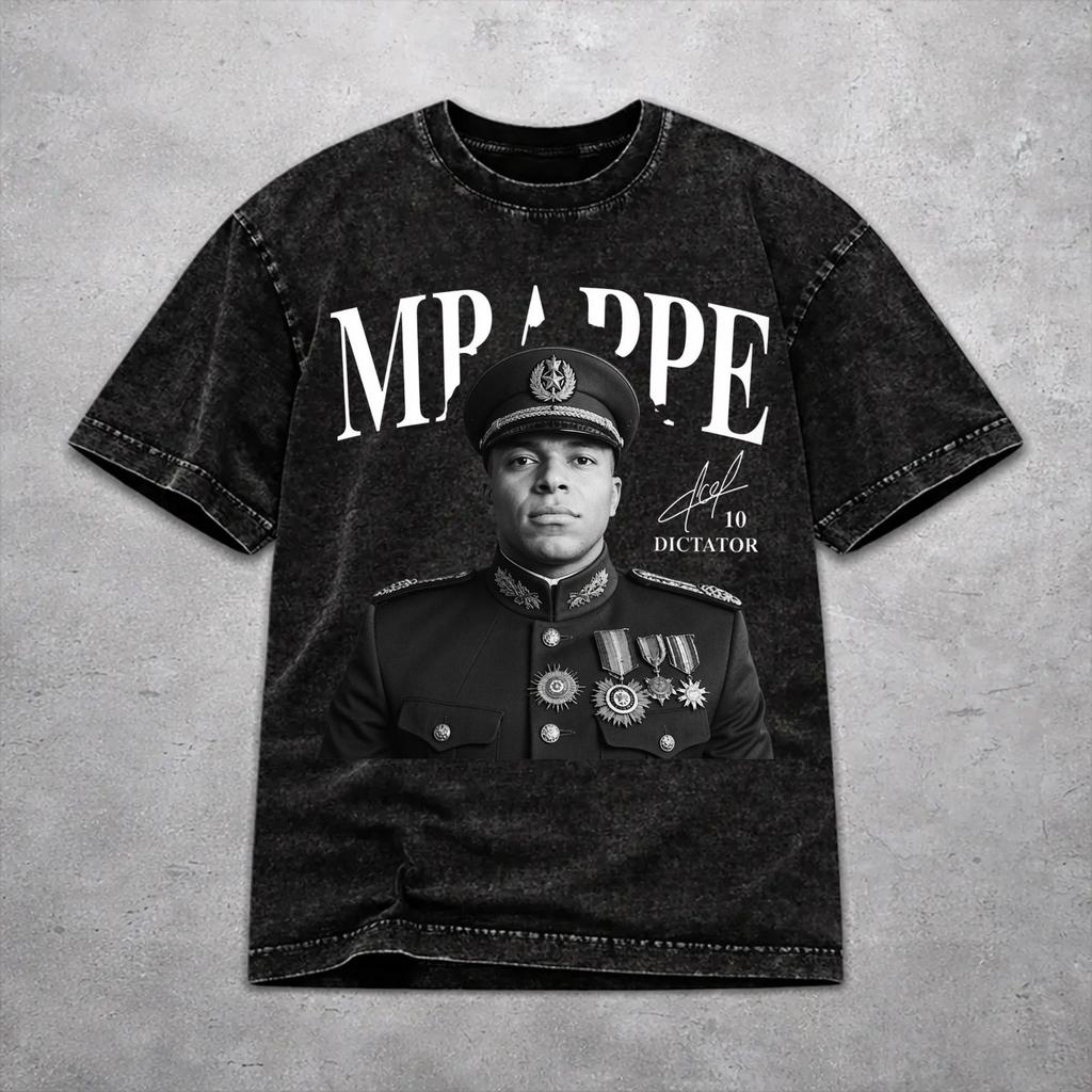 Km Mbappes Dictador Meme Gewaschenes T-Shirt Neuheit Harajuku Herren Damen HipHop T-Shirts Kurzarm