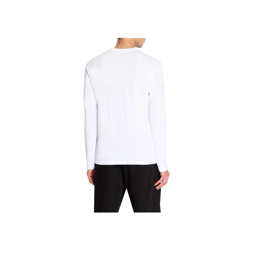 Armani Exchange Letter Print Crew Neck Long Sleeve T-Shirt Men Tops White 6RZTCB-ZJ9TZ-1100