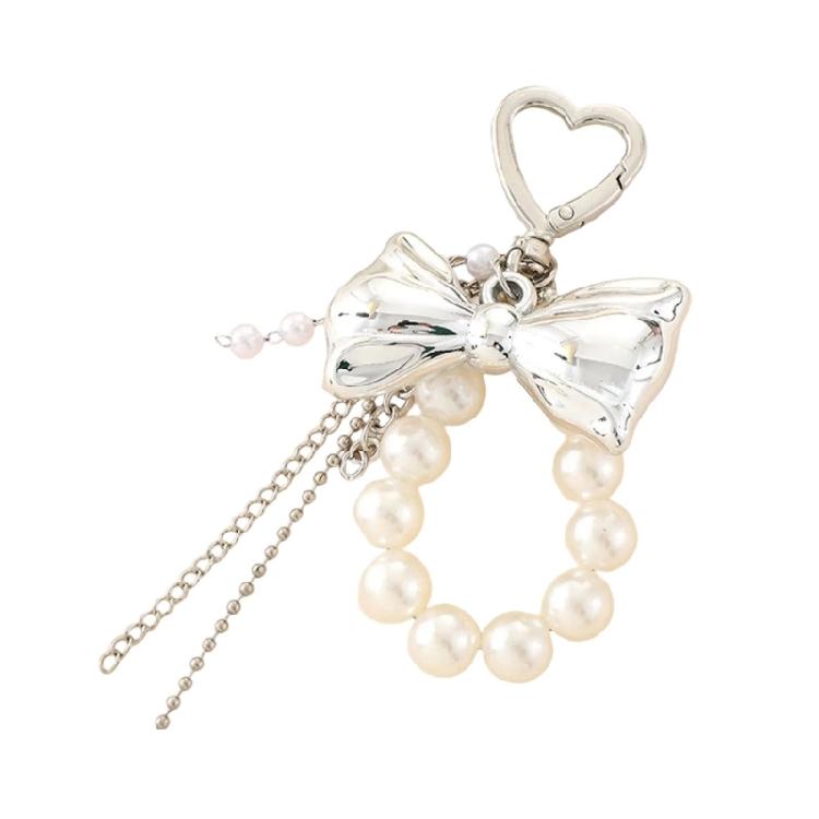 Pearls Bows Keychain Bag Charms Car Keyrings Bag Charms Accessories for Purse Backpack Decorations Valentines Day Gifts