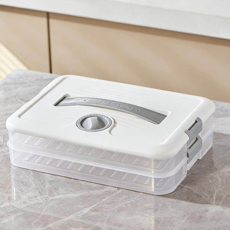 Home Multi-Layer Dumpling Box, Frozen Dumpling Special Kitchen Refrigerator Storage Box, Fresh-Keeping Box With Timer Function