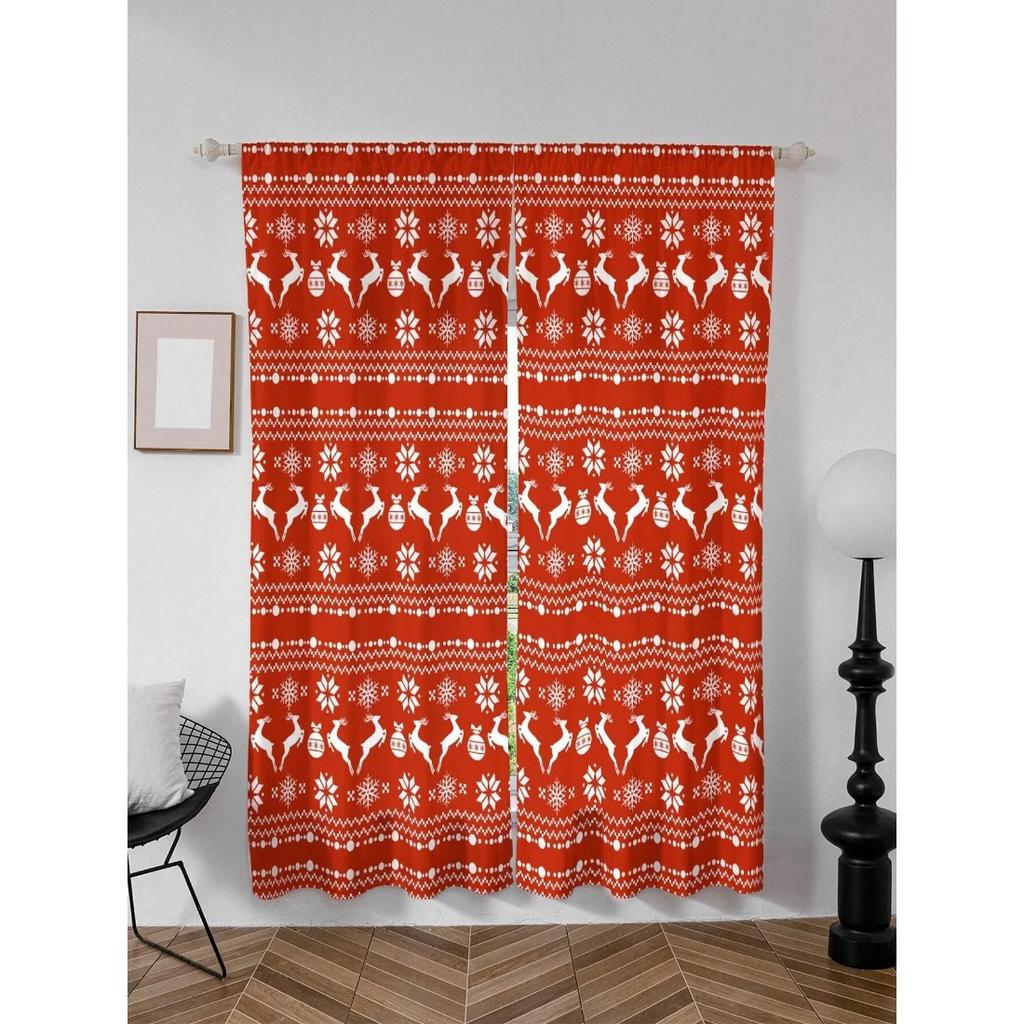 Modern Christmas Silver Decoration With Stars and Snowflakes Curtains for Living Room Bedroom Curtain Home Decor With Hooks