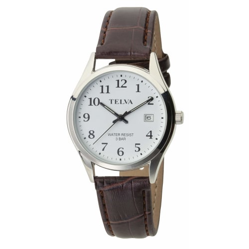 Klefer Men's Analog Watch, Waterproof, Date Display, Leather Strap, Thin, Brown, TE-AM185-WTS