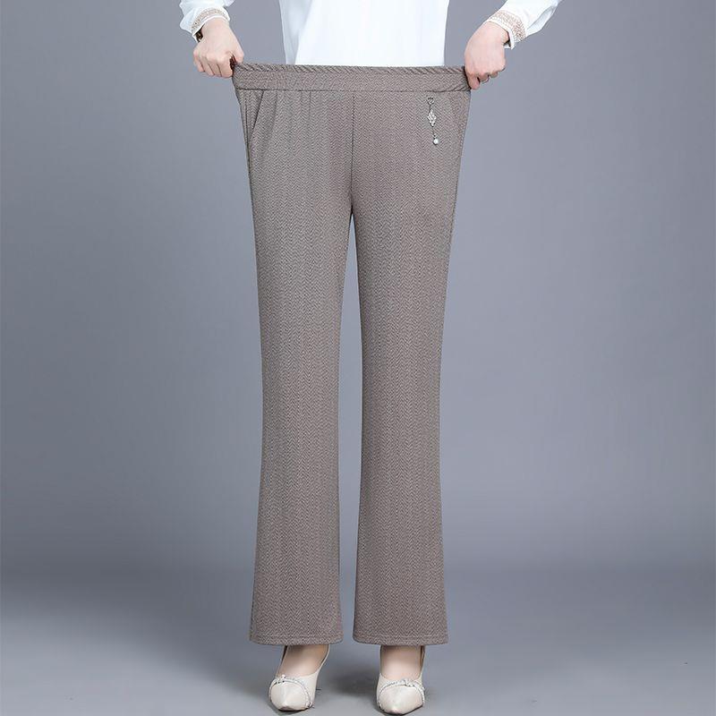 High-Waisted Loose Casual Women's Pants: Straight Leg, Elastic Waist, Wide Leg, Spring Style for Middle-Aged and Elderly