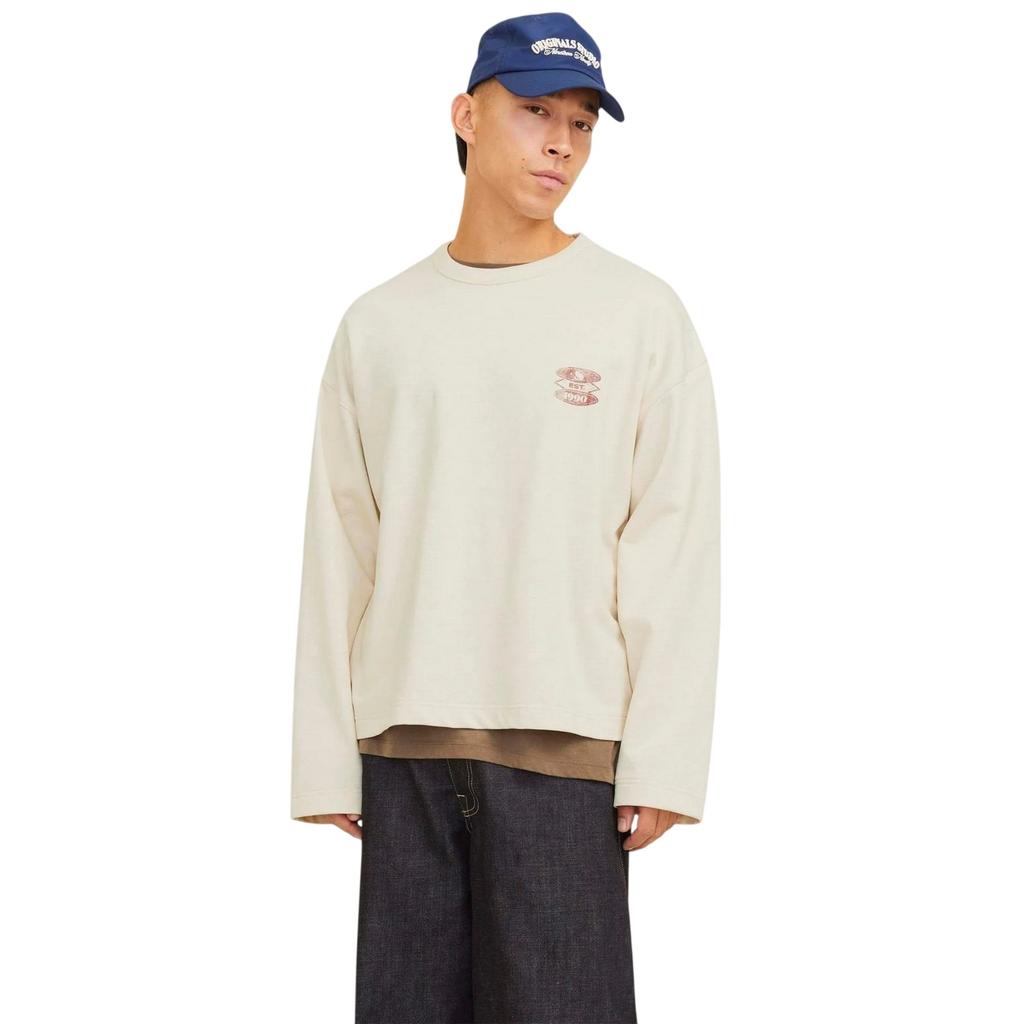 Jack And Jones Mens Graphic Print Boxy Drop Sleeve Sweatshirt