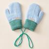 Children's Winter Warm Cashmere-Lined Knitted Mittens with Neck Strap