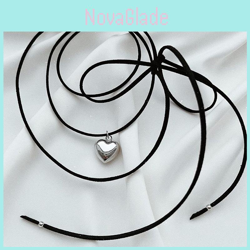 Heart Shape Alloy Pendant Necklace With Geometric Design For Women And Men