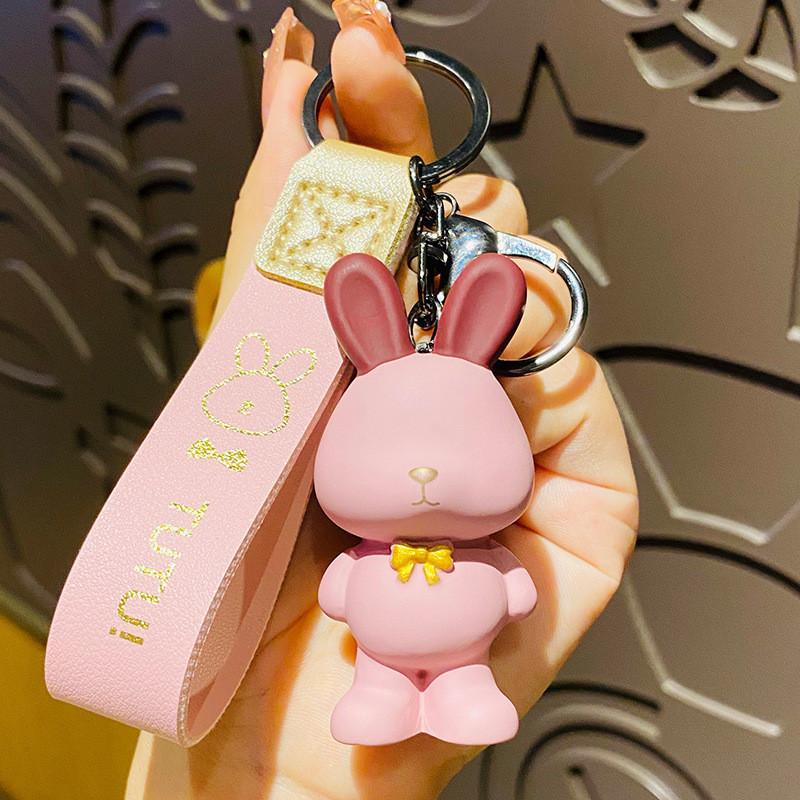 

Resin Stylish Bowtie Rabbit Keychain Adorable Gift Idea For Ladies And Teens Pink Bowtie Rabbit